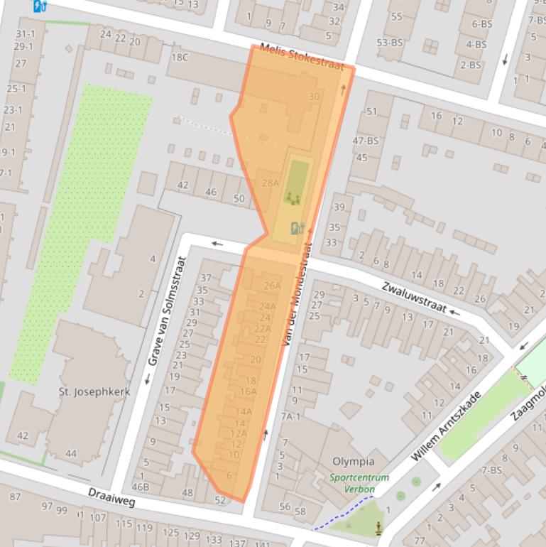 Kaart van postcodegebied 3515BH.