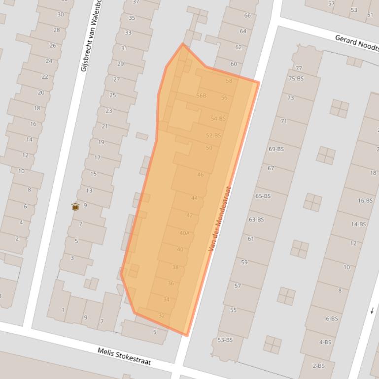 Kaart van postcodegebied 3515BJ.