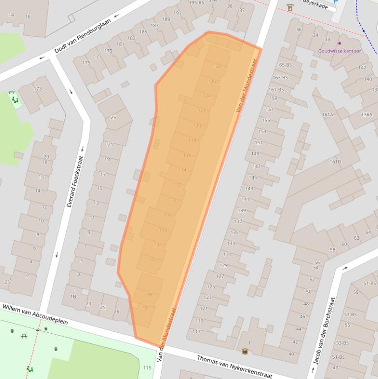 Kaart van postcodegebied 3515BL.