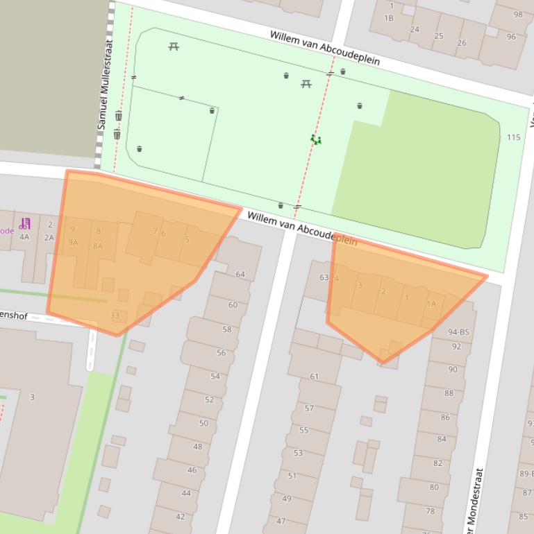 Kaart van postcodegebied 3515BW.