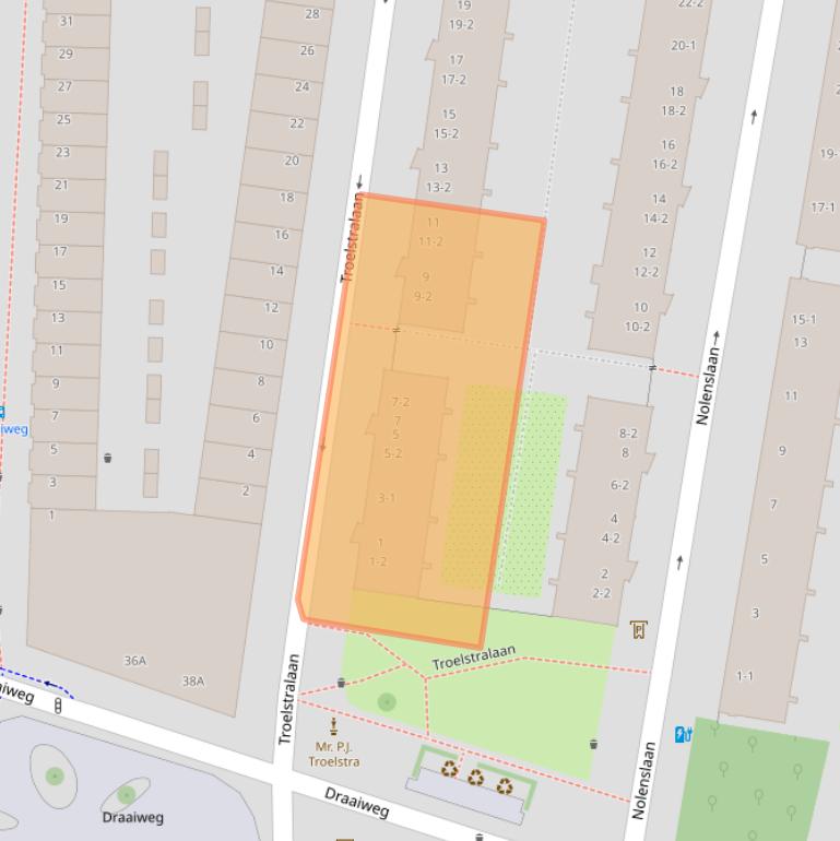 Kaart van postcodegebied 3515CA.