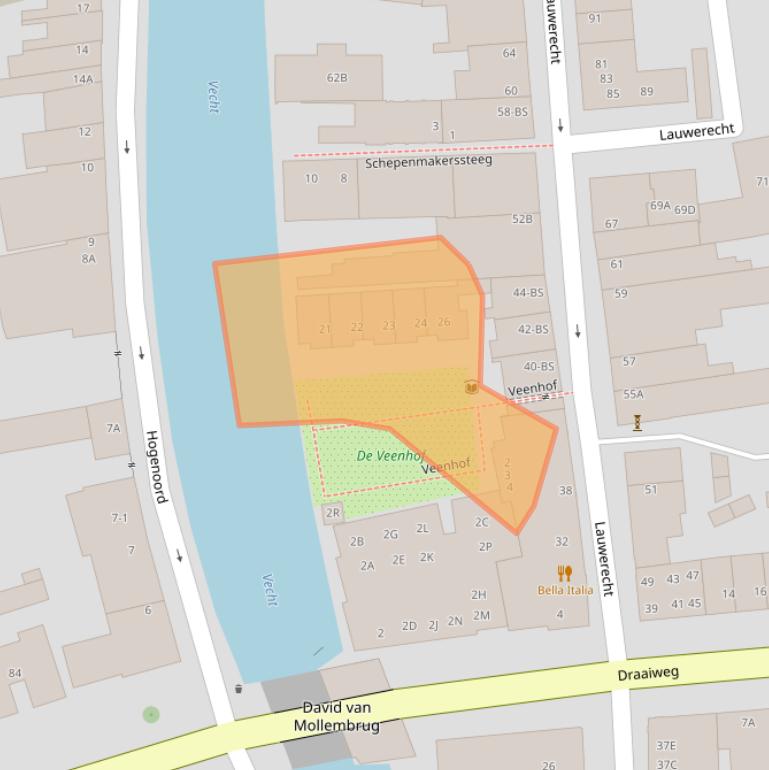 Kaart van postcodegebied 3515EW.