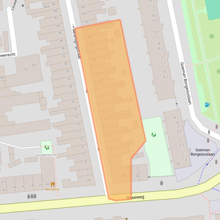 Kaart van postcodegebied 3515GE.