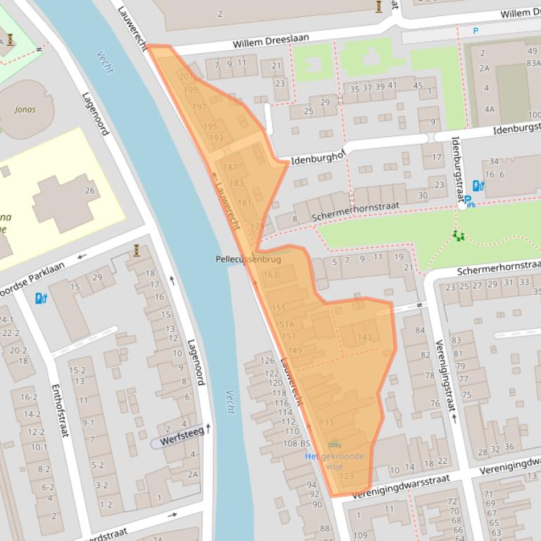 Kaart van postcodegebied 3515GR.