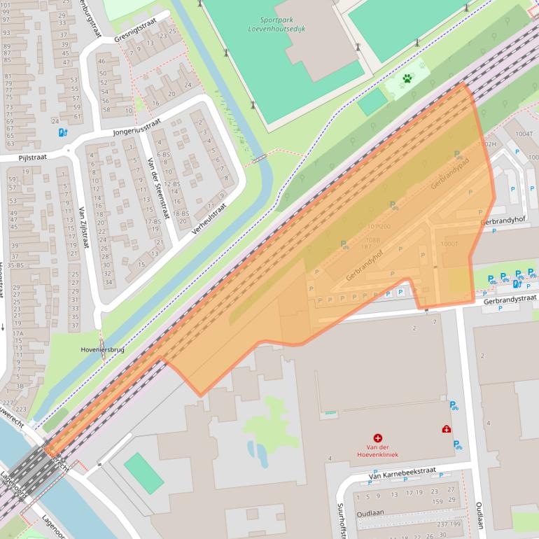 Kaart van postcodegebied 3515HA.