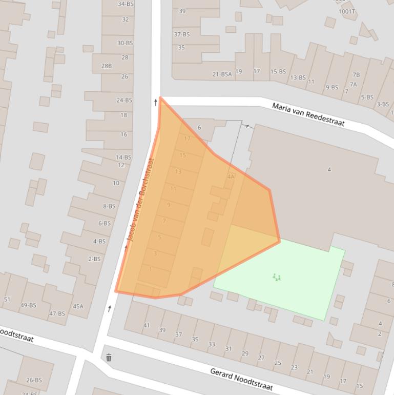 Kaart van postcodegebied 3515XA.