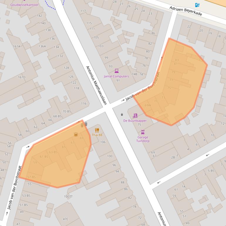 Kaart van postcodegebied 3515XC.