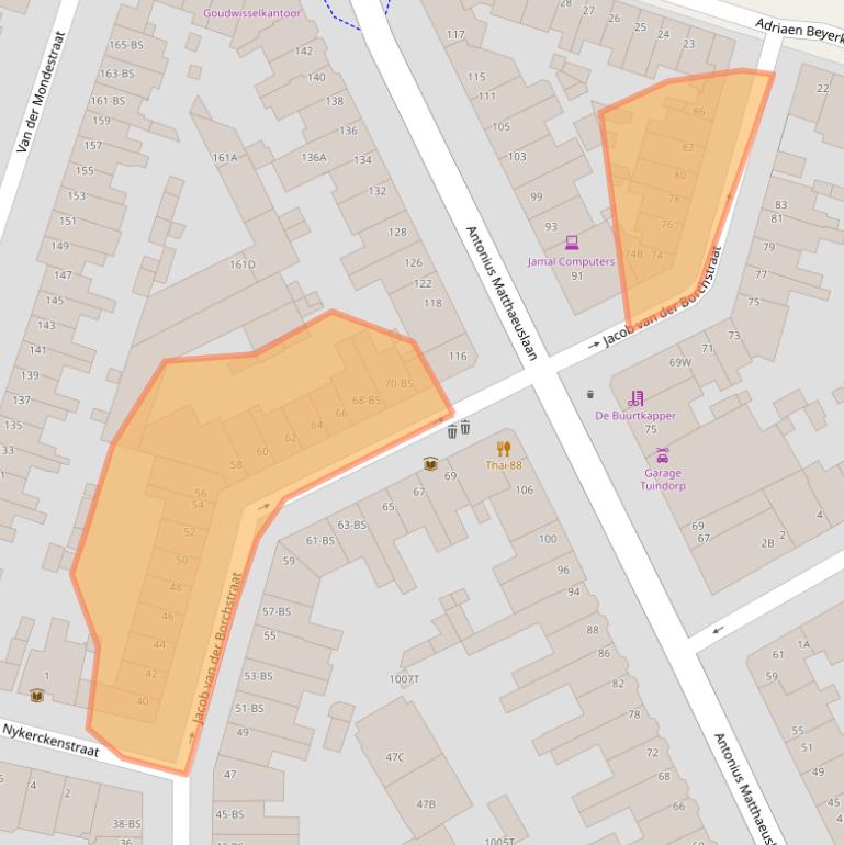 Kaart van postcodegebied 3515XG.