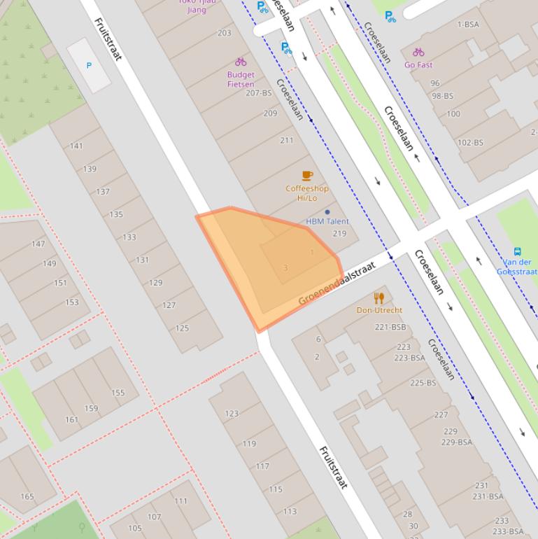 Kaart van postcodegebied 3521AC.