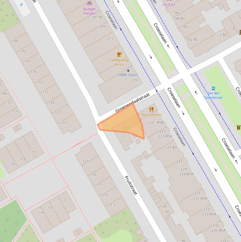 Kaart van postcodegebied 3521AD.