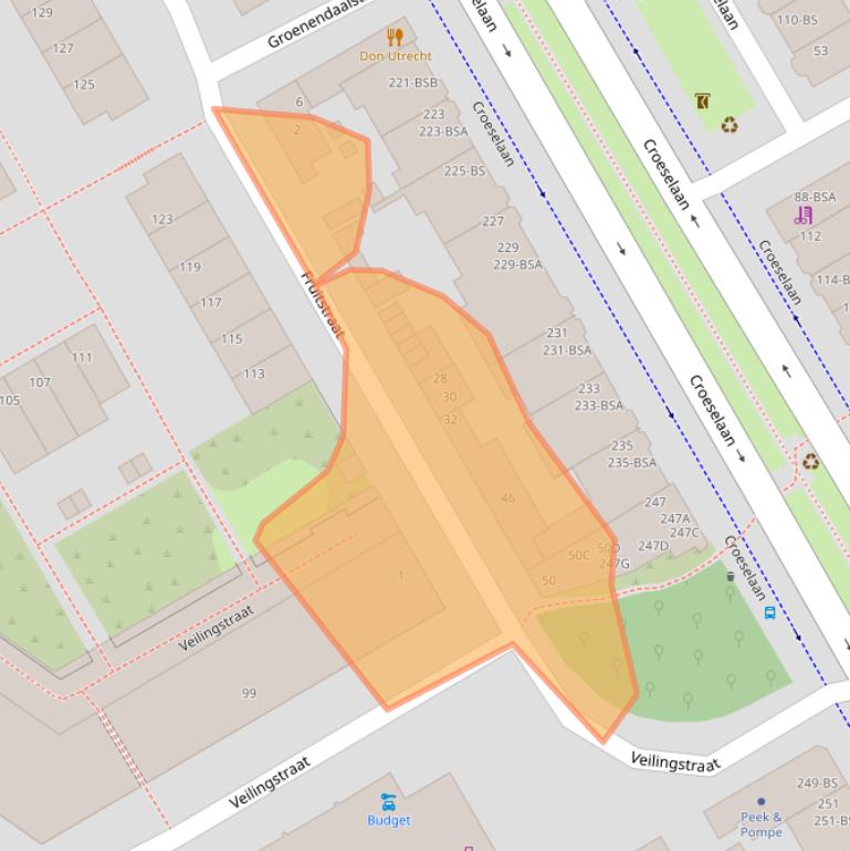 Kaart van postcodegebied 3521AE.