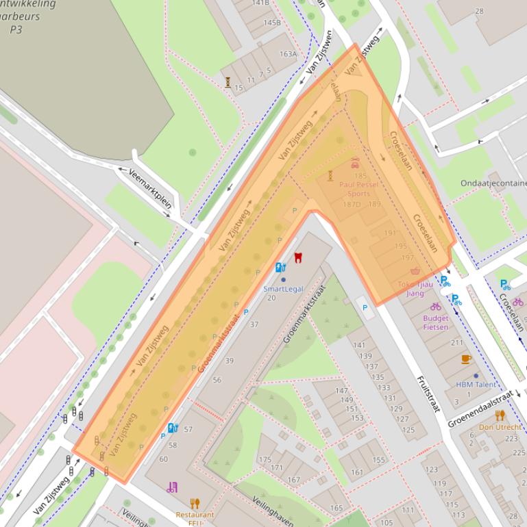 Kaart van postcodegebied 3521BM.