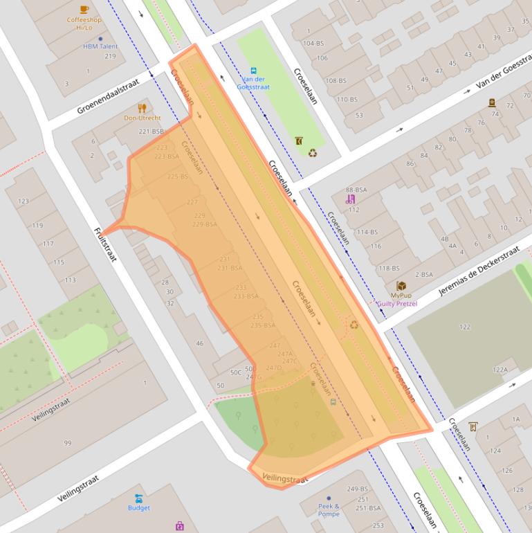 Kaart van postcodegebied 3521BP.