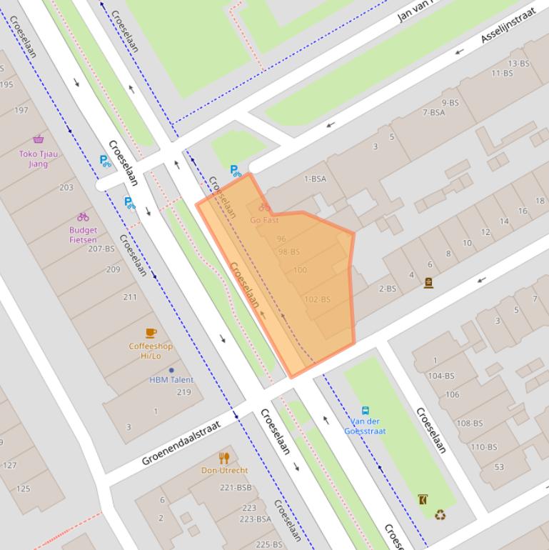 Kaart van postcodegebied 3521CC.