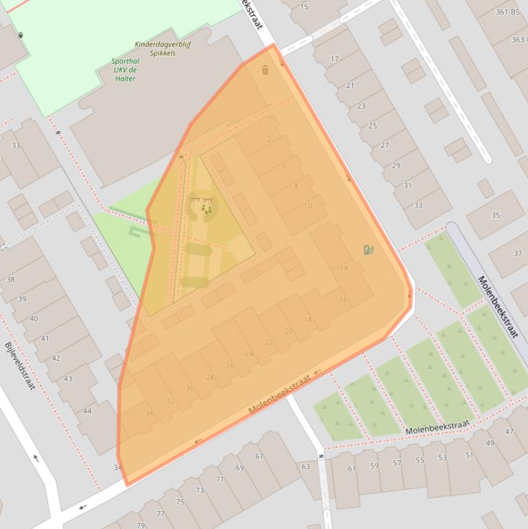 Kaart van postcodegebied 3521EV.