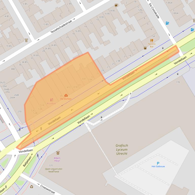 Kaart van postcodegebied 3521GC.