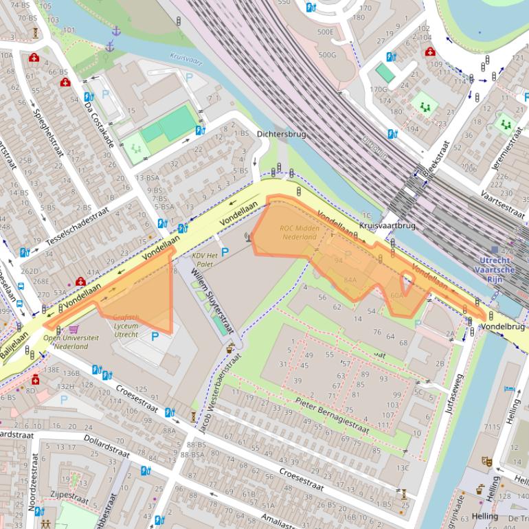 Kaart van postcodegebied 3521GH.