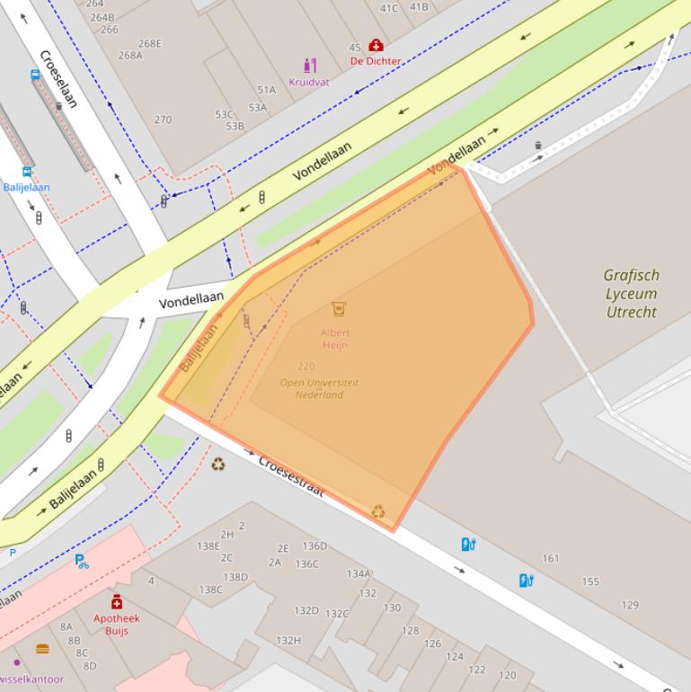 Kaart van postcodegebied 3521GZ.