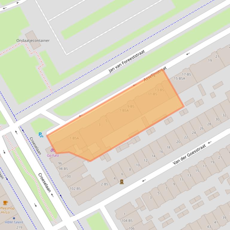 Kaart van postcodegebied 3521TA.