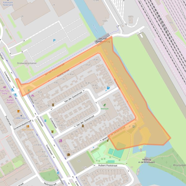 Kaart van postcodegebied 3521TE.