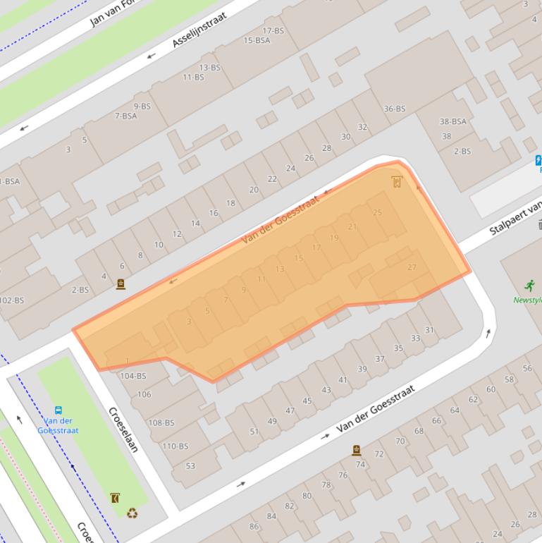 Kaart van postcodegebied 3521TJ.