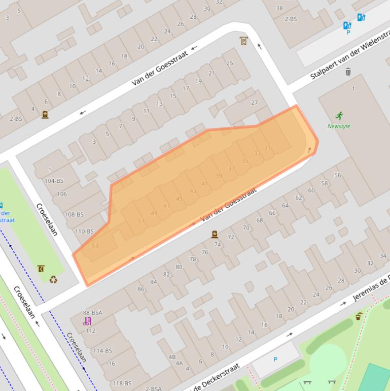 Kaart van postcodegebied 3521TK.