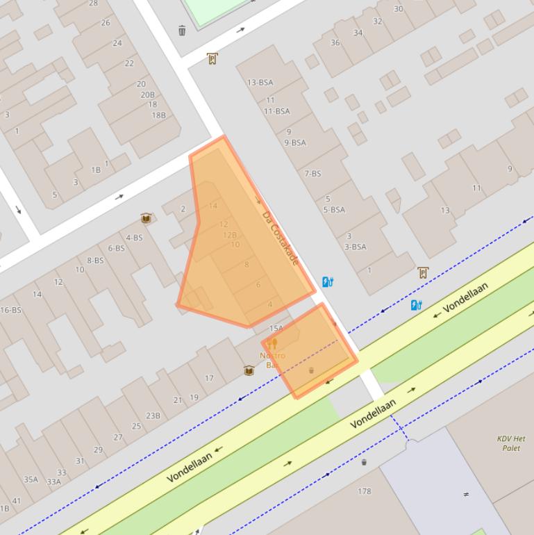 Kaart van postcodegebied 3521VT.