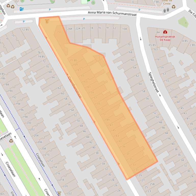 Kaart van postcodegebied 3521XG.