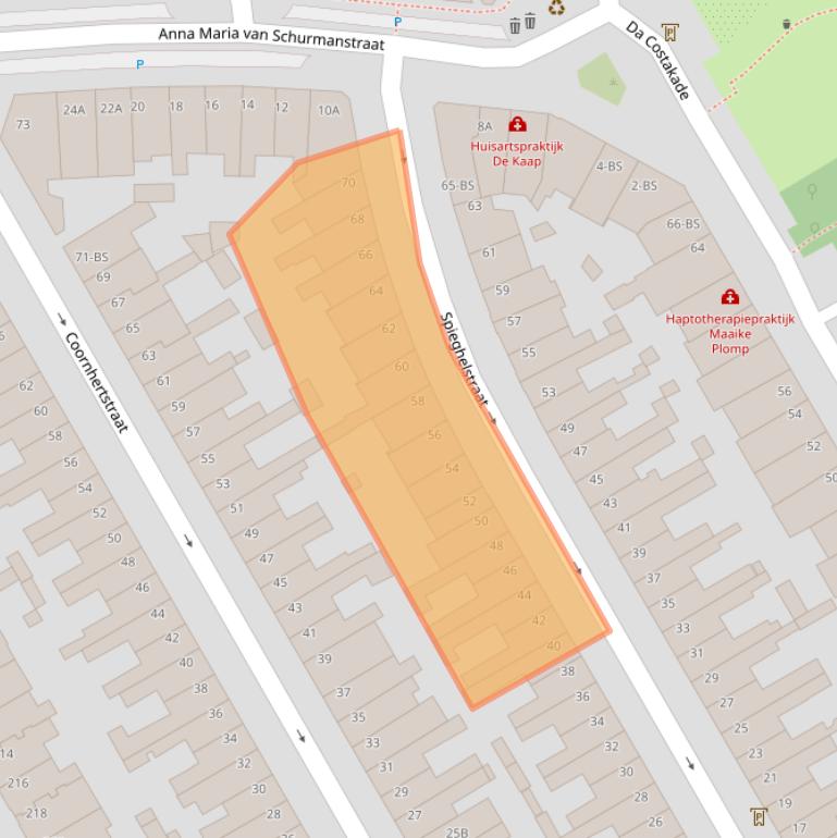 Kaart van postcodegebied 3521XP.