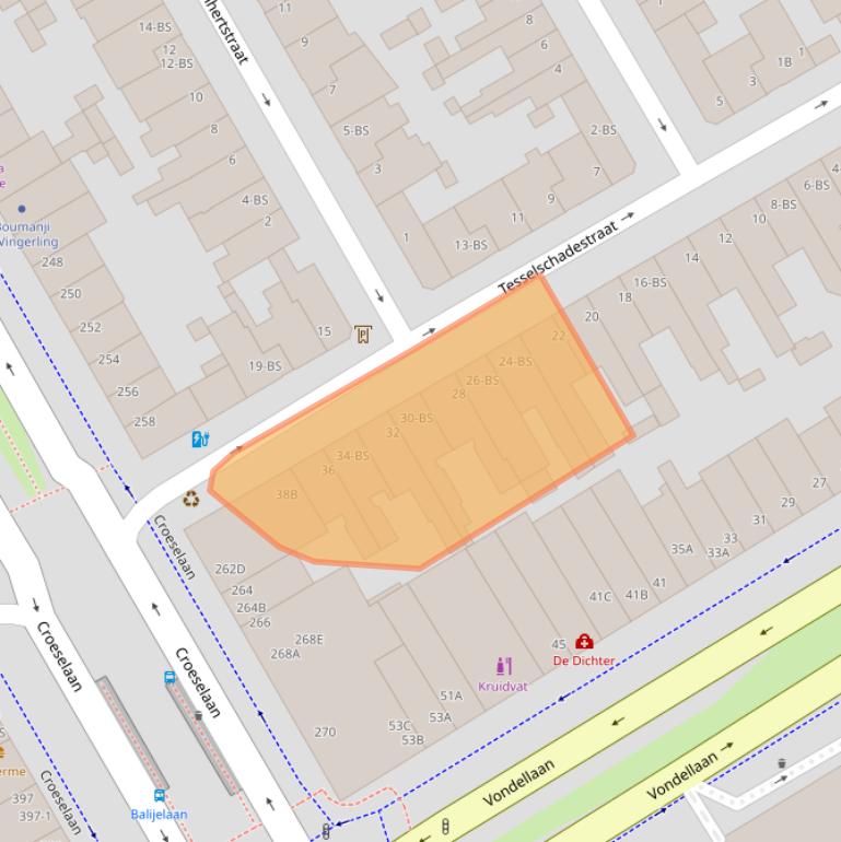 Kaart van postcodegebied 3521XW.