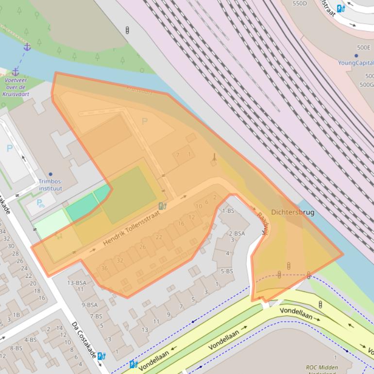 Kaart van postcodegebied 3521XX.