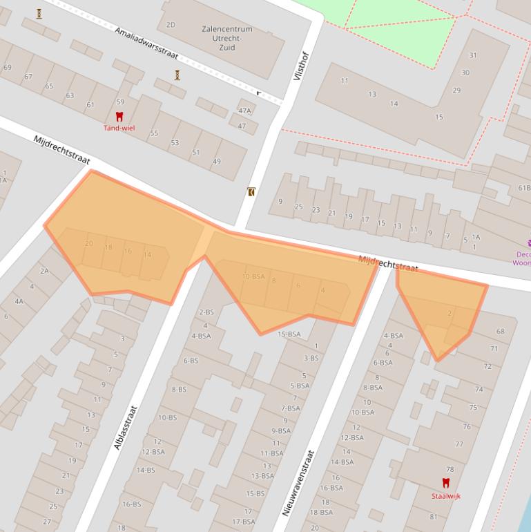 Kaart van postcodegebied 3522HW.