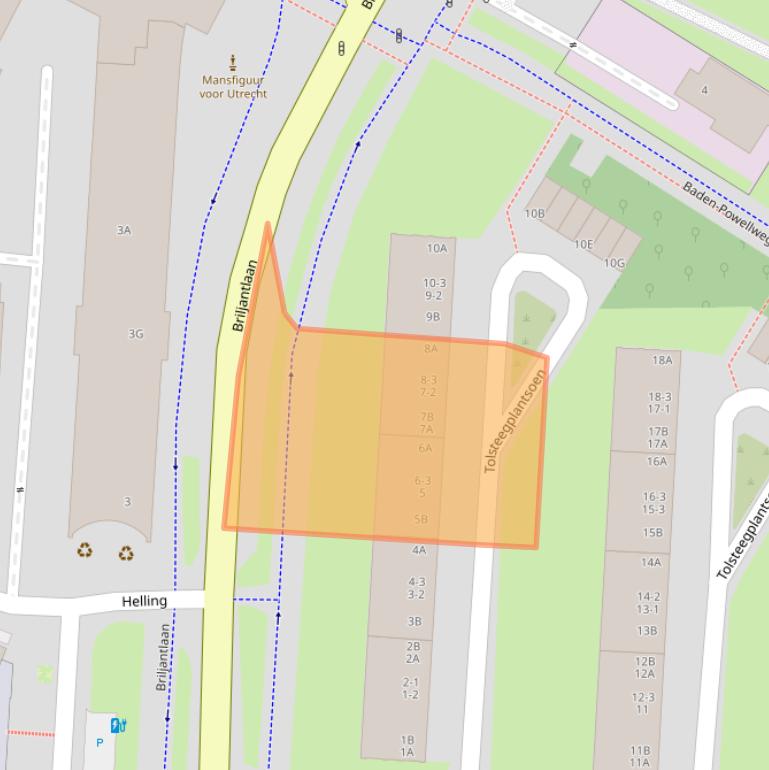 Kaart van postcodegebied 3523AB.
