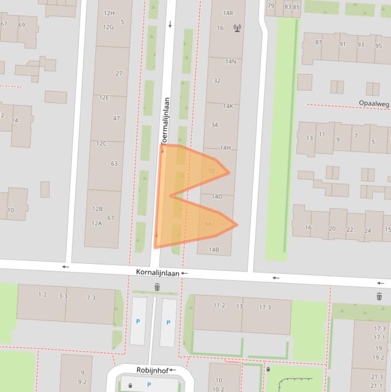 Kaart van postcodegebied 3523BJ.