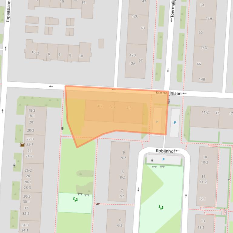 Kaart van postcodegebied 3523BK.