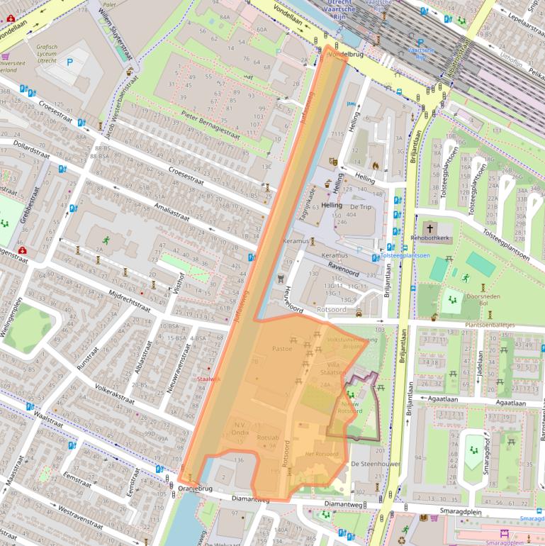 Kaart van postcodegebied 3523CL.