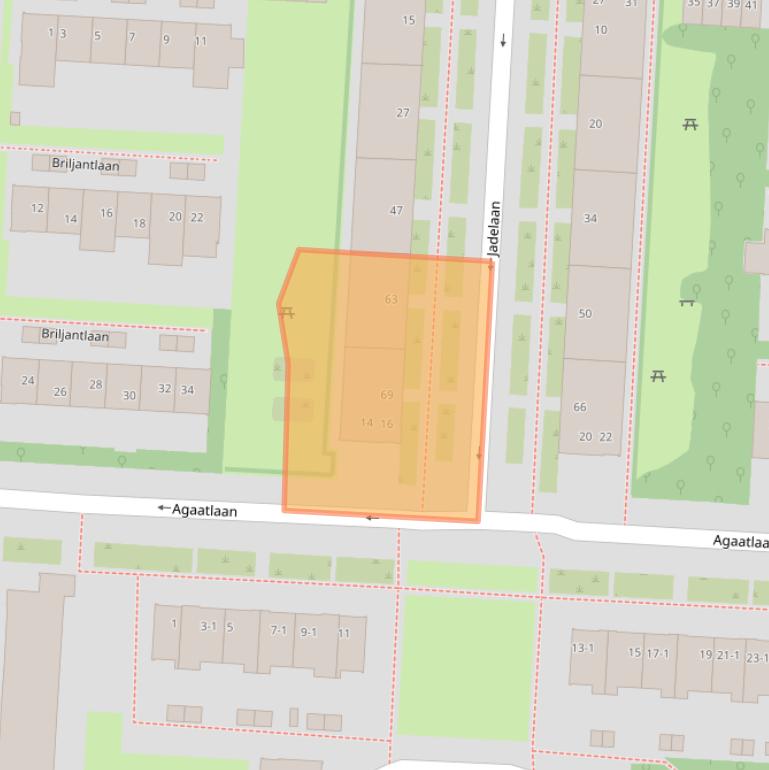 Kaart van postcodegebied 3523CT.