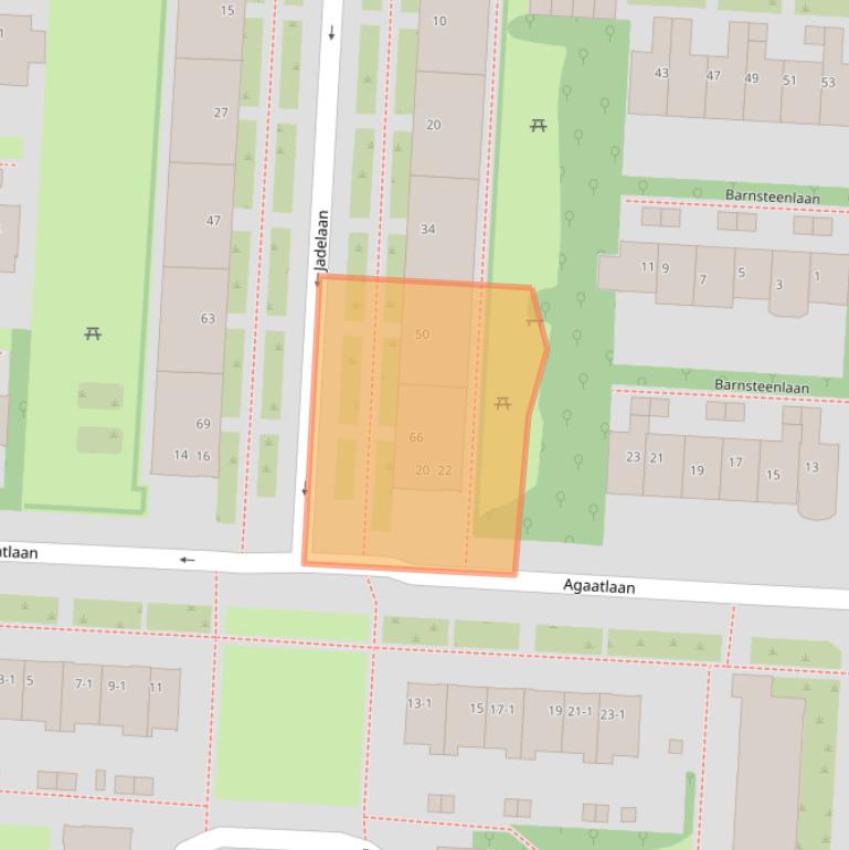 Kaart van postcodegebied 3523CW.