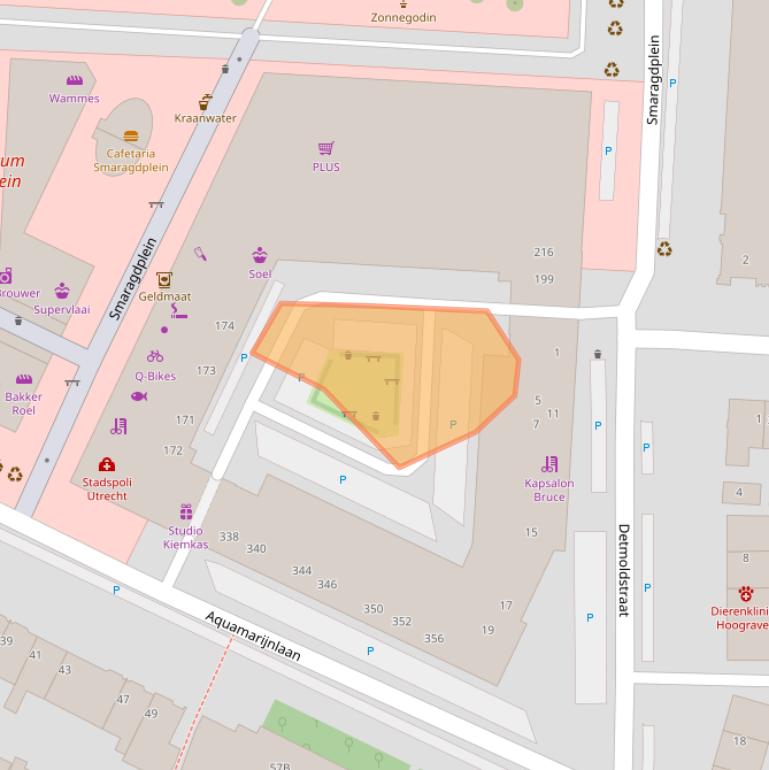 Kaart van postcodegebied 3523EE.