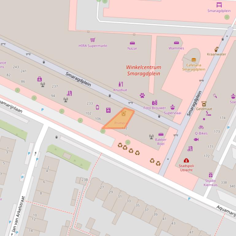 Kaart van postcodegebied 3523EN.