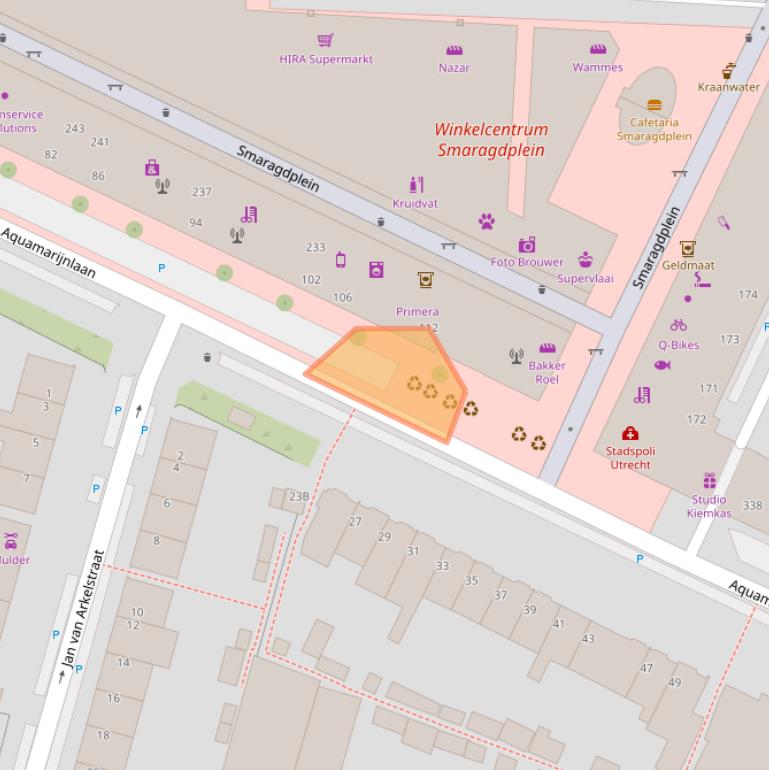 Kaart van postcodegebied 3523EP.