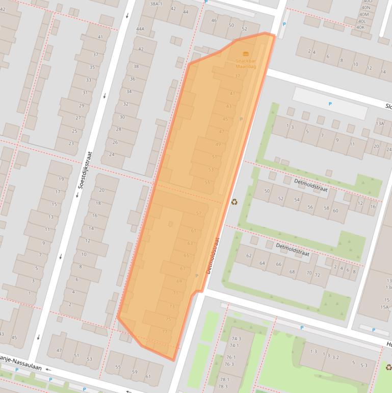 Kaart van postcodegebied 3523GB.