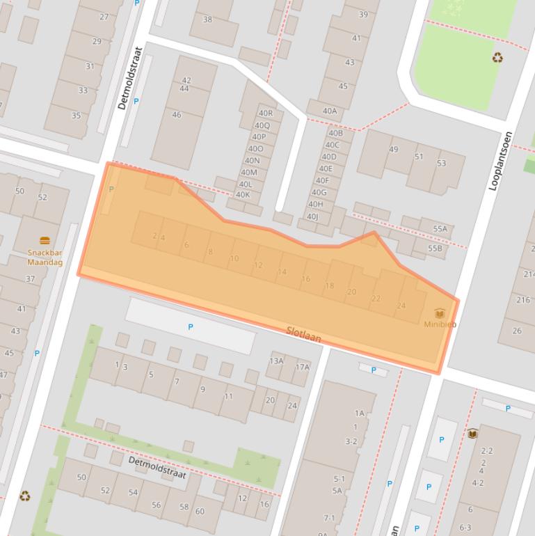 Kaart van postcodegebied 3523HC.