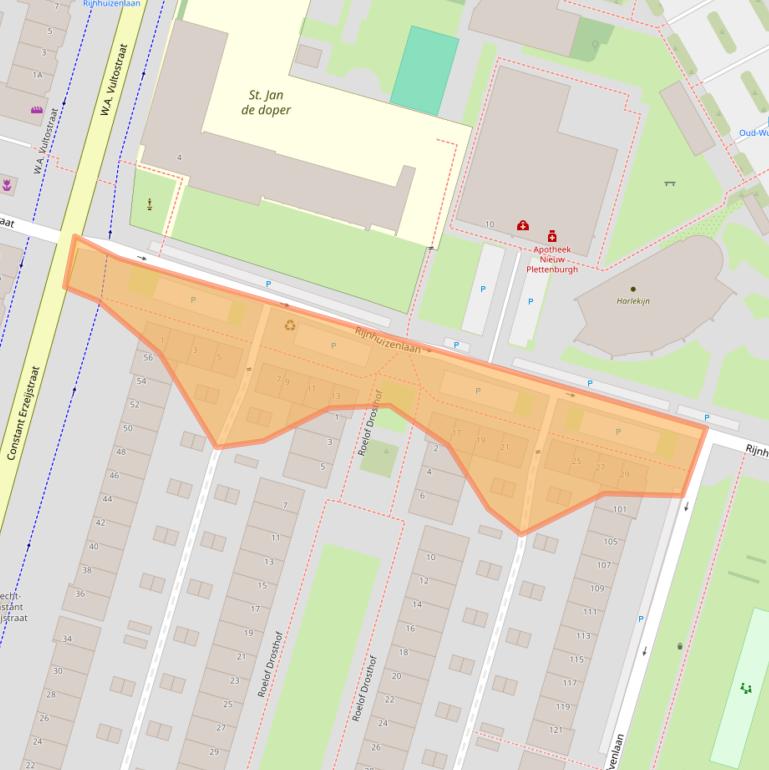 Kaart van postcodegebied 3523JB.