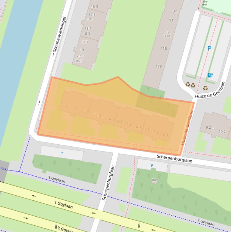 Kaart van postcodegebied 3523JW.