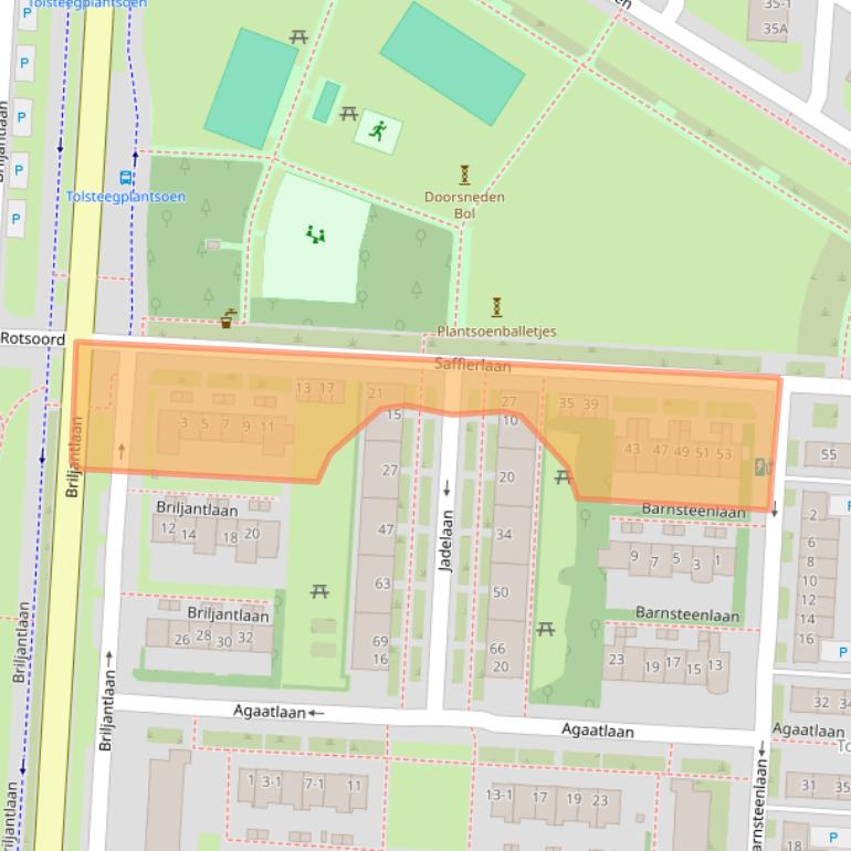 Kaart van postcodegebied 3523RA.