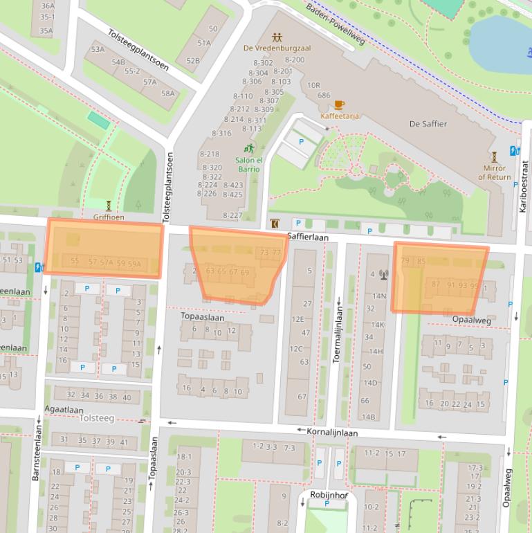 Kaart van postcodegebied 3523RB.