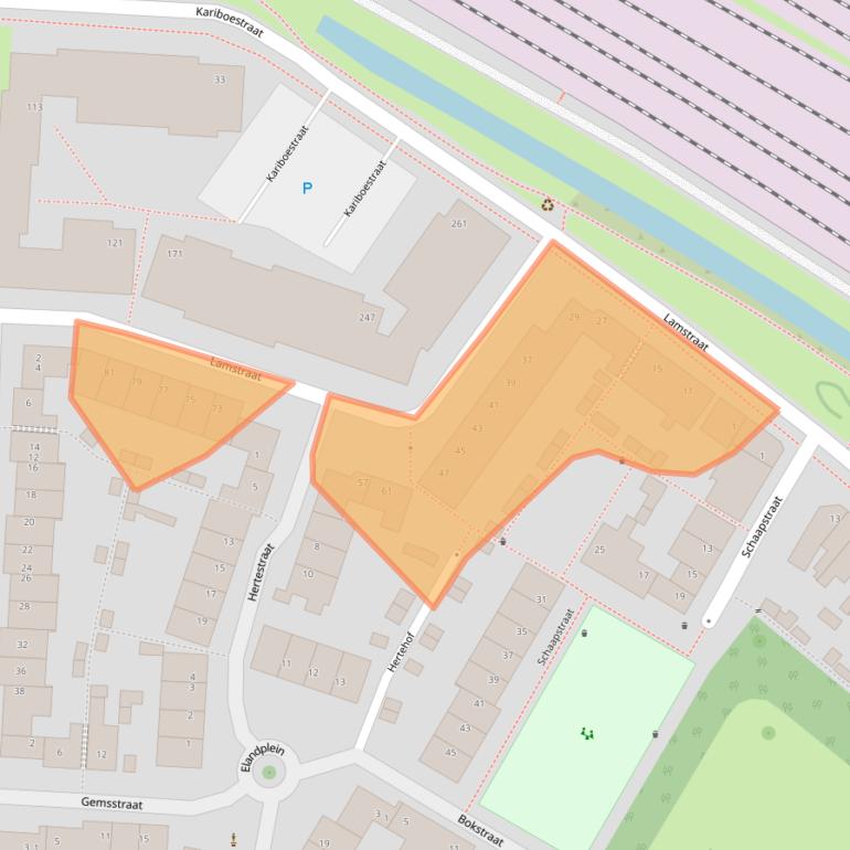 Kaart van postcodegebied 3523RV.