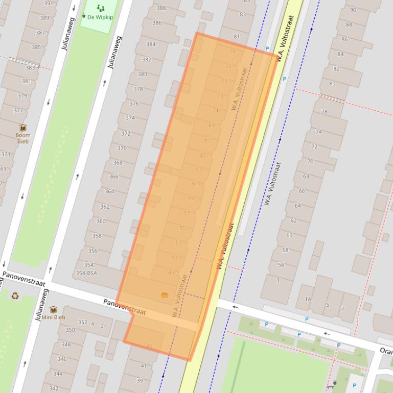 Kaart van postcodegebied 3523TT.