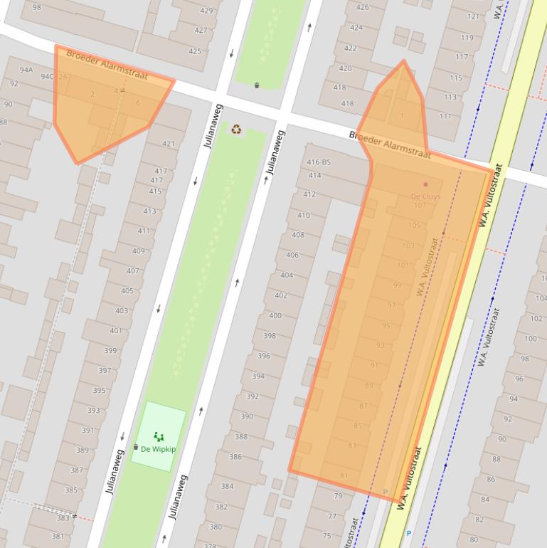 Kaart van postcodegebied 3523TV.